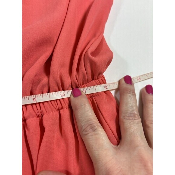 Show Me Your Mumu Halter Maxi Dress Coral Orange Large Slit Sheer Lined - Picture 8 of 14